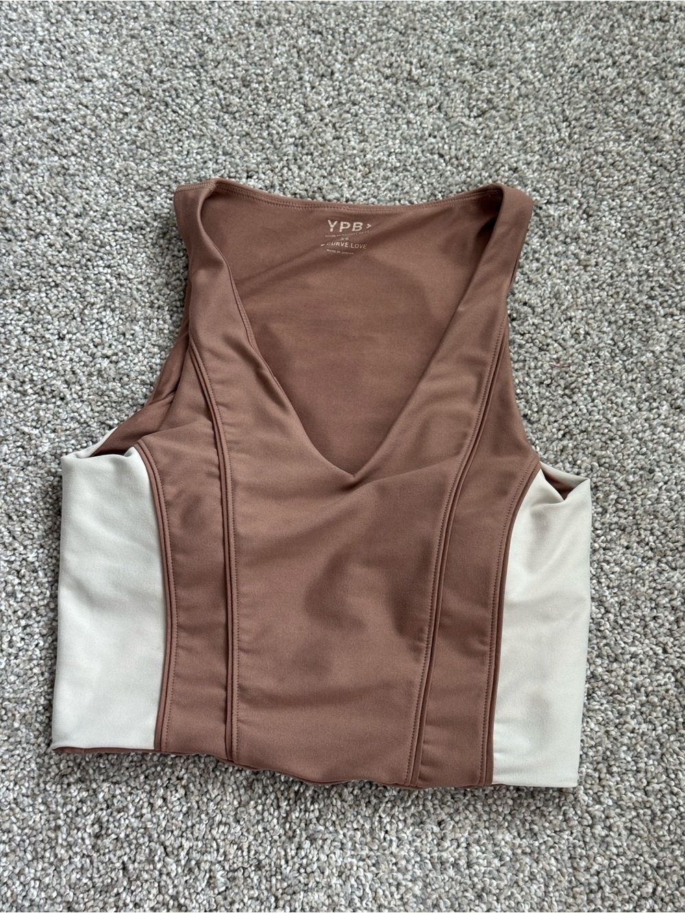 Brown and cream YPB crop top